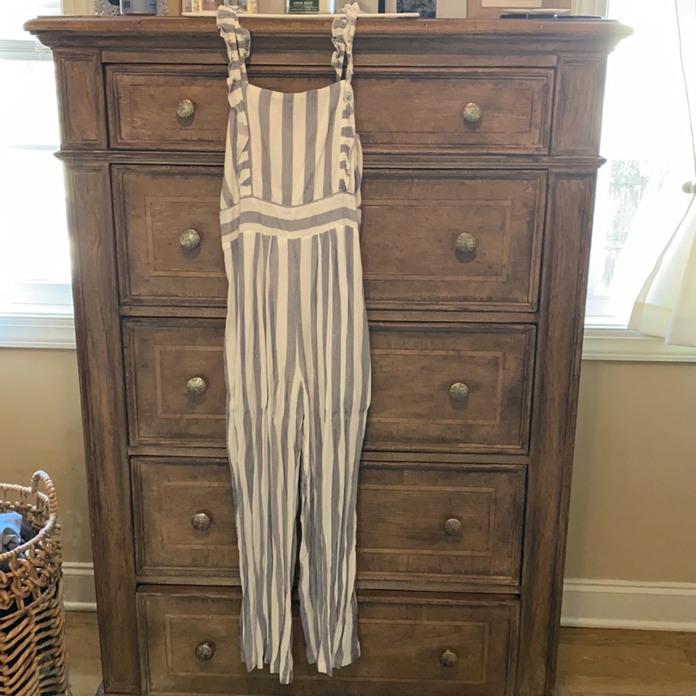 Striped Linen Jumpsuit